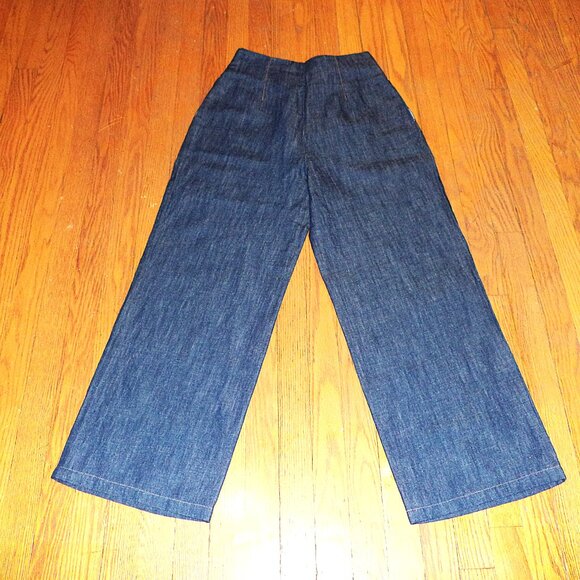 NWOT! Zara Women’s High Waisted Wide Leg Dark Blue Denim Jeans, Sz.S - Picture 3 of 4